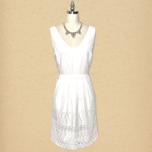 J. Crew White Delaney Eyelet Shift Dress with Pockets 4 Small - Picture 3 of 12